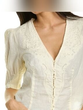 Free People Laurie Embroidered blouse cream Size L
